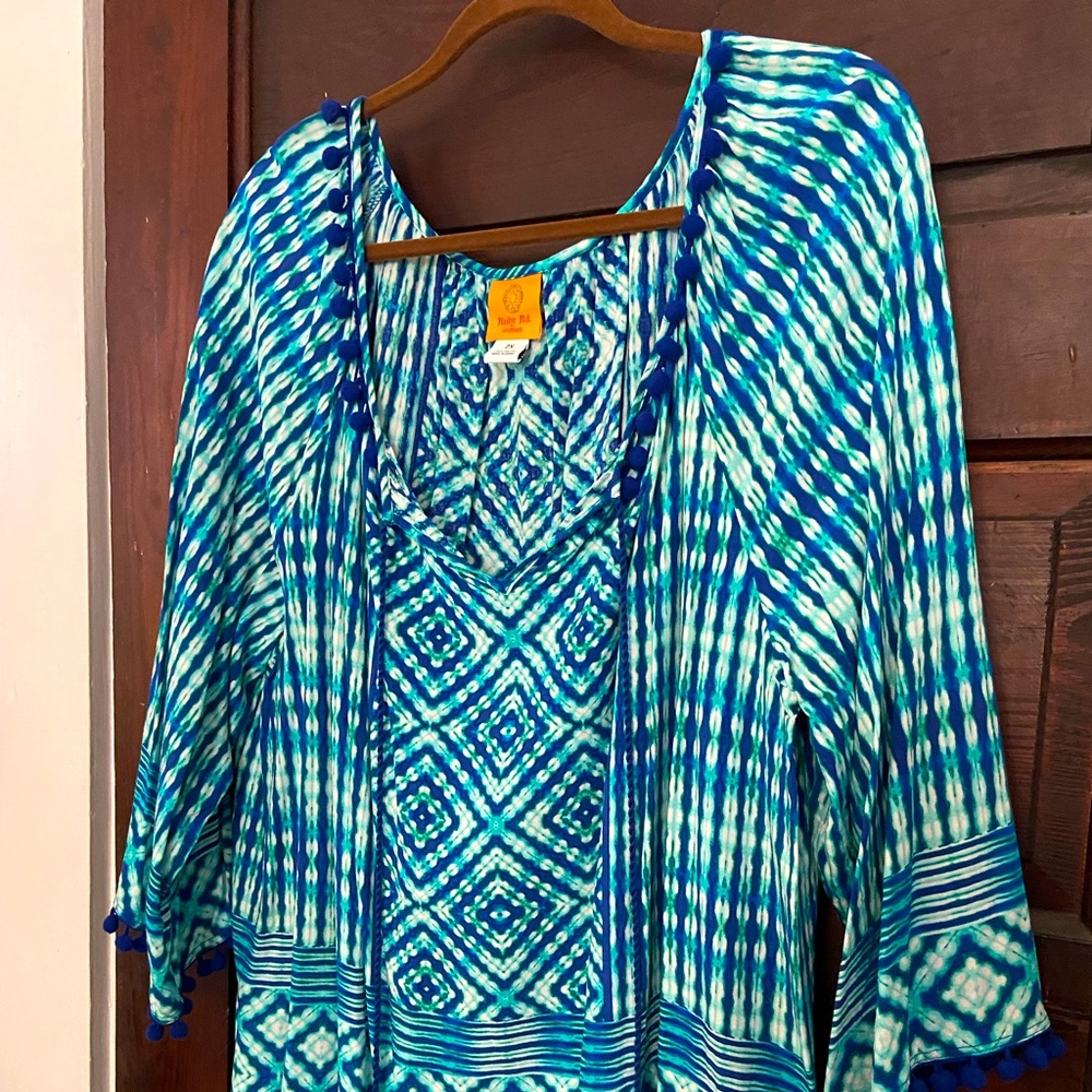 Ruby Rd Woman Blouse with Pom-poms 2X